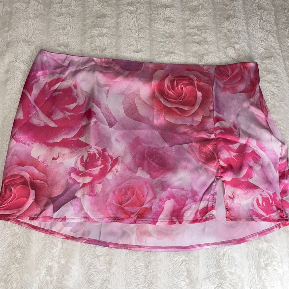 Rose Satin Skirt from Pretty Little Thing